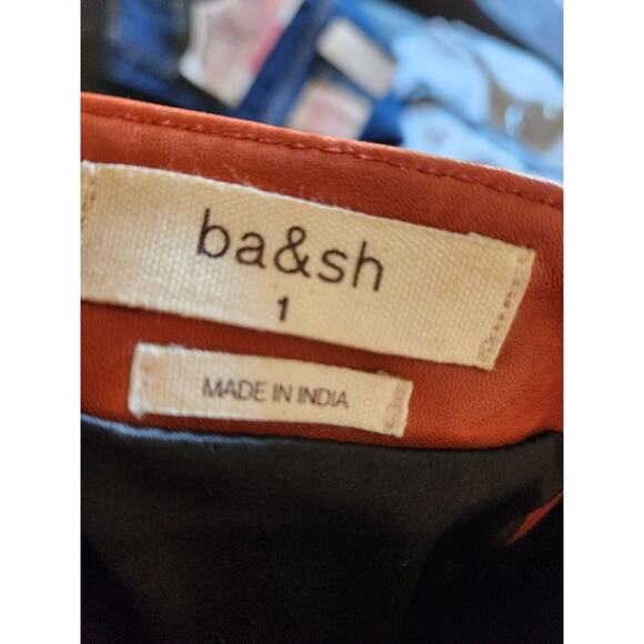 ba & sh 100% Lamb Leather Miniskirt in Cognac Size 1 / US Small MSRP $475 - Picture 5 of 6